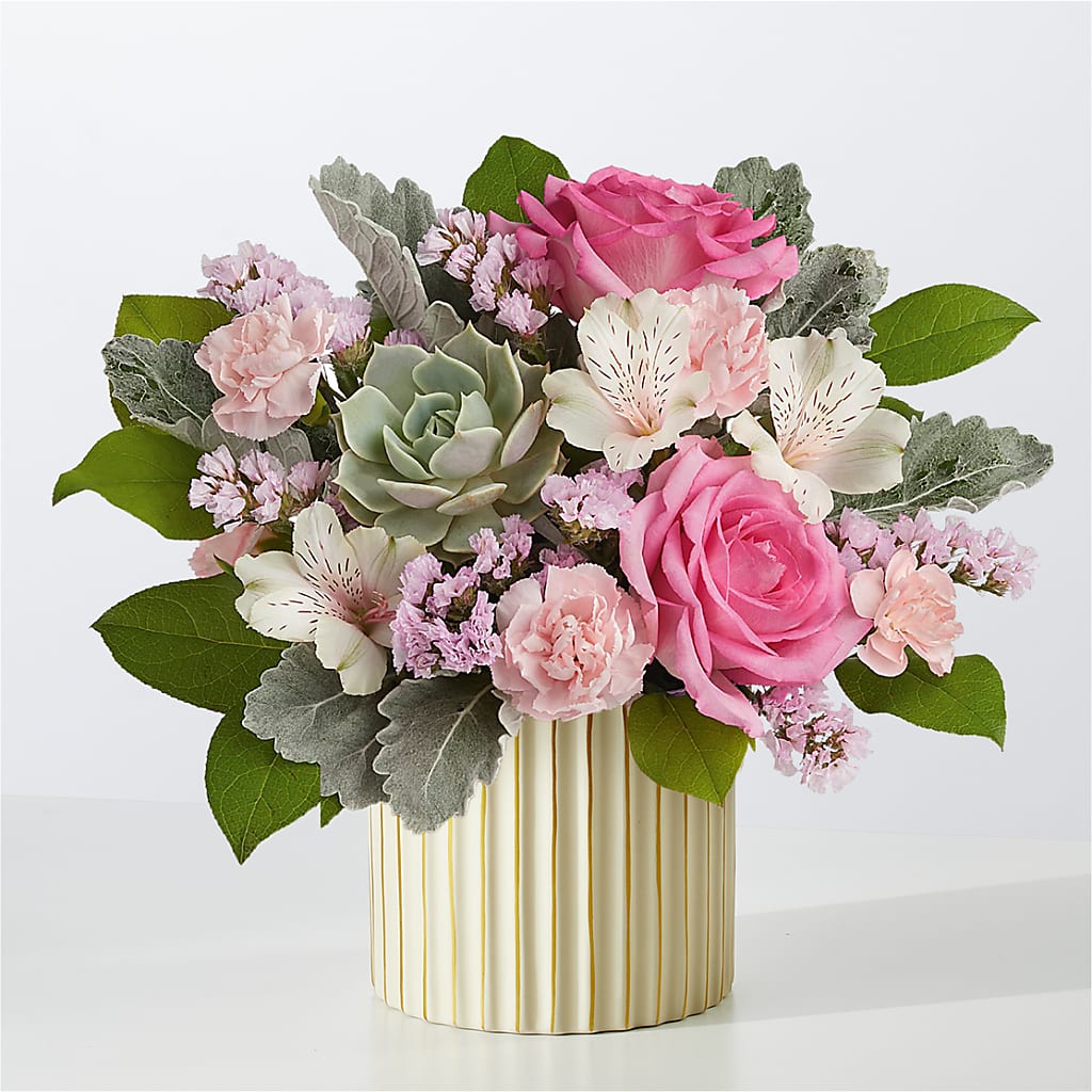 Dusty Rose Bouquet with Ivory Vase – A Miracle Florist, Oxnard CA