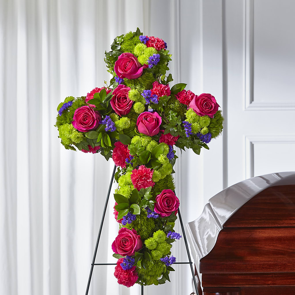 Tribute Rose Floral Cross – A Miracle Florist, Oxnard CA