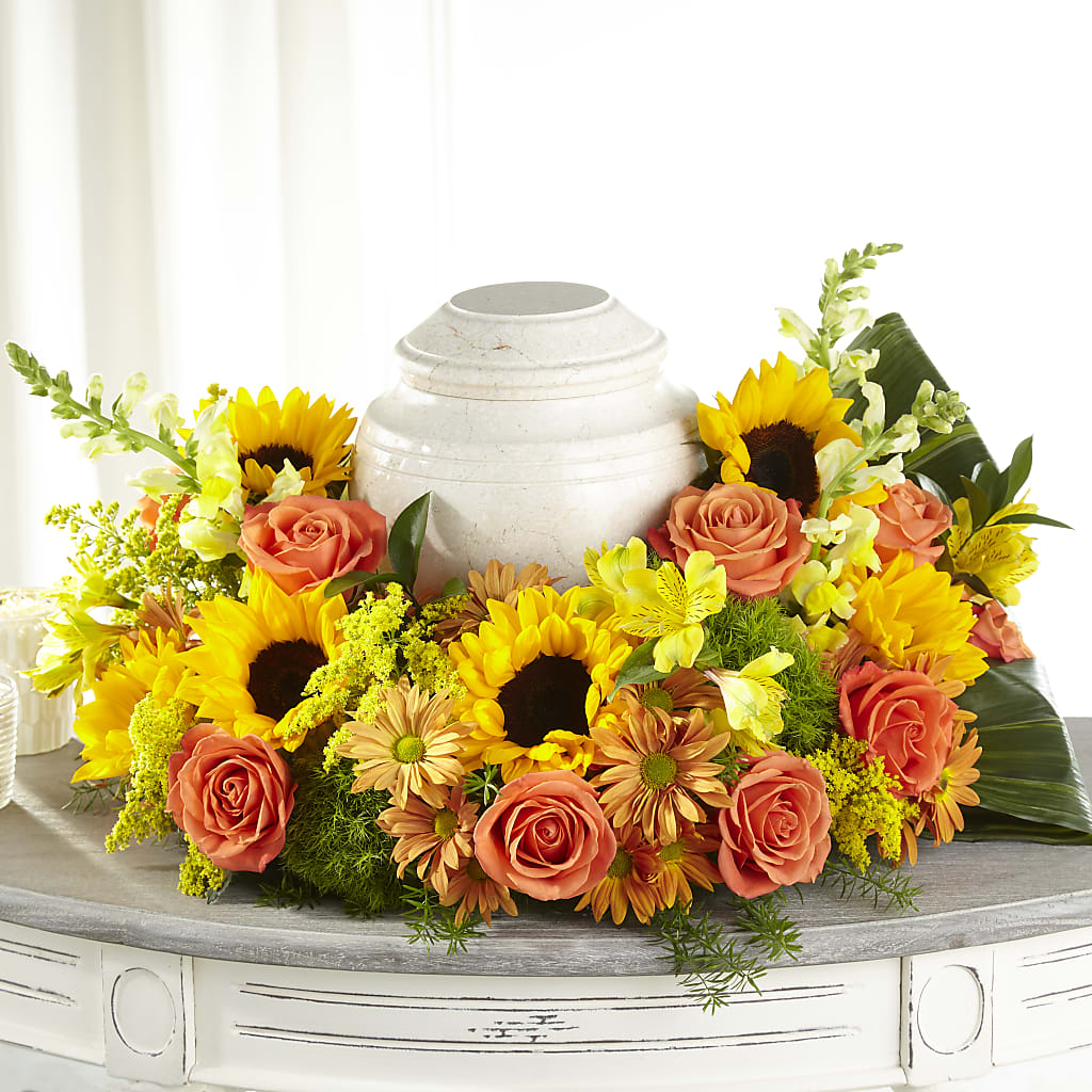 Faithful Sunflower Cremation Adornment – A Miracle Florist, Oxnard CA