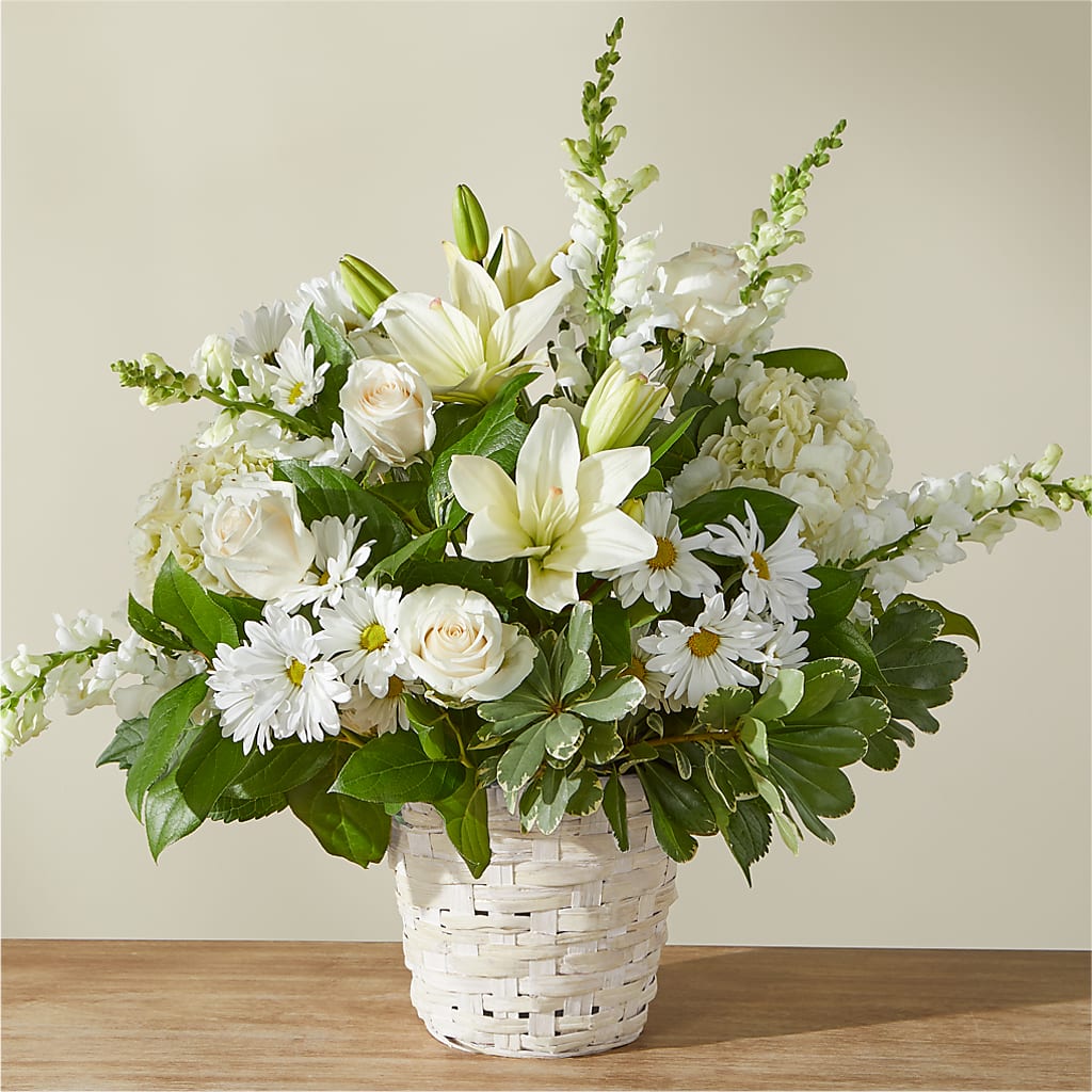 Ivory Elegance Floral Basket – A Miracle Florist, Oxnard CA
