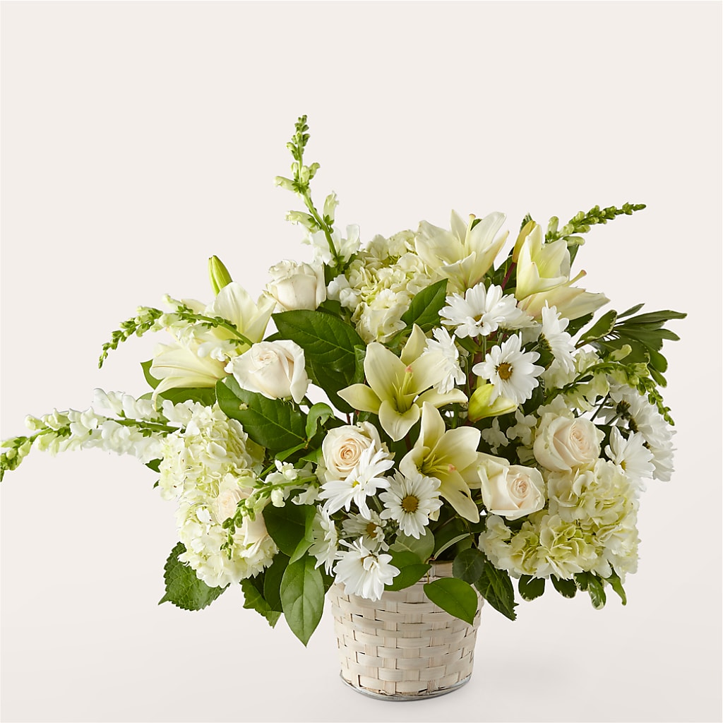 Ivory Elegance Floral Basket – A Miracle Florist, Oxnard CA
