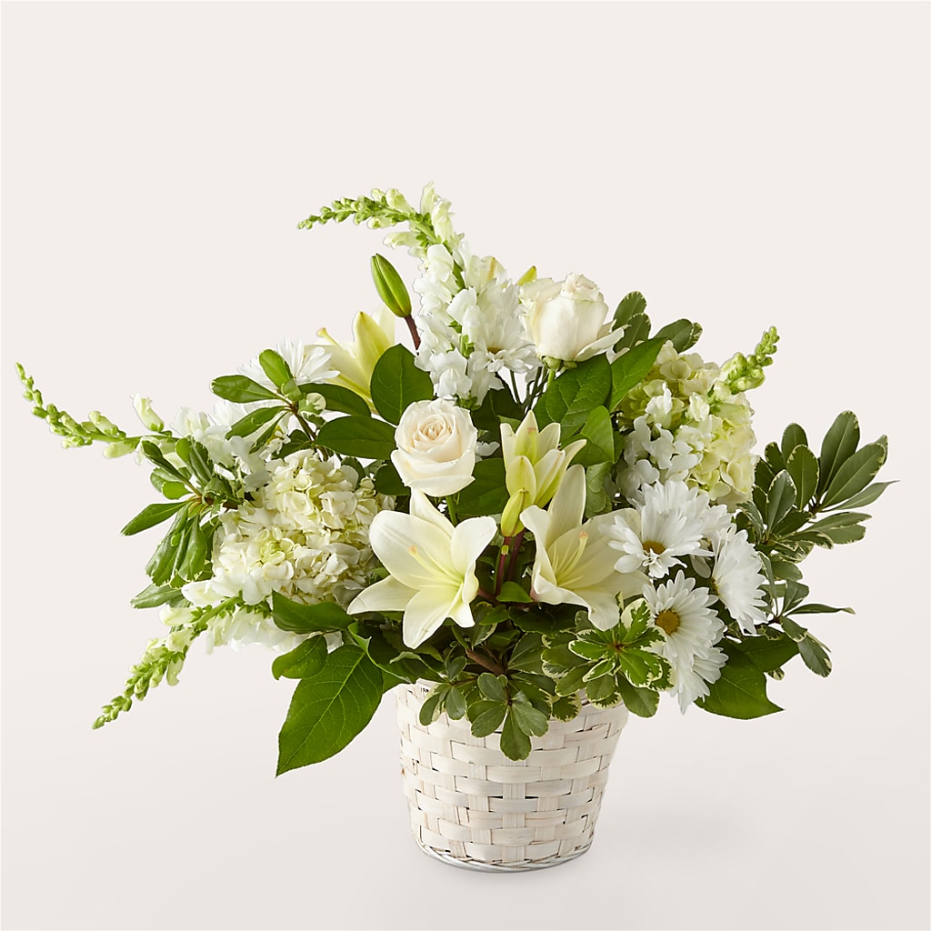 Ivory Elegance Floral Basket – A Miracle Florist, Oxnard CA