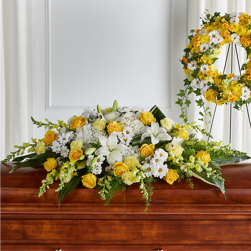 Golden Harmony Casket Spray – A Miracle Florist, Oxnard CA