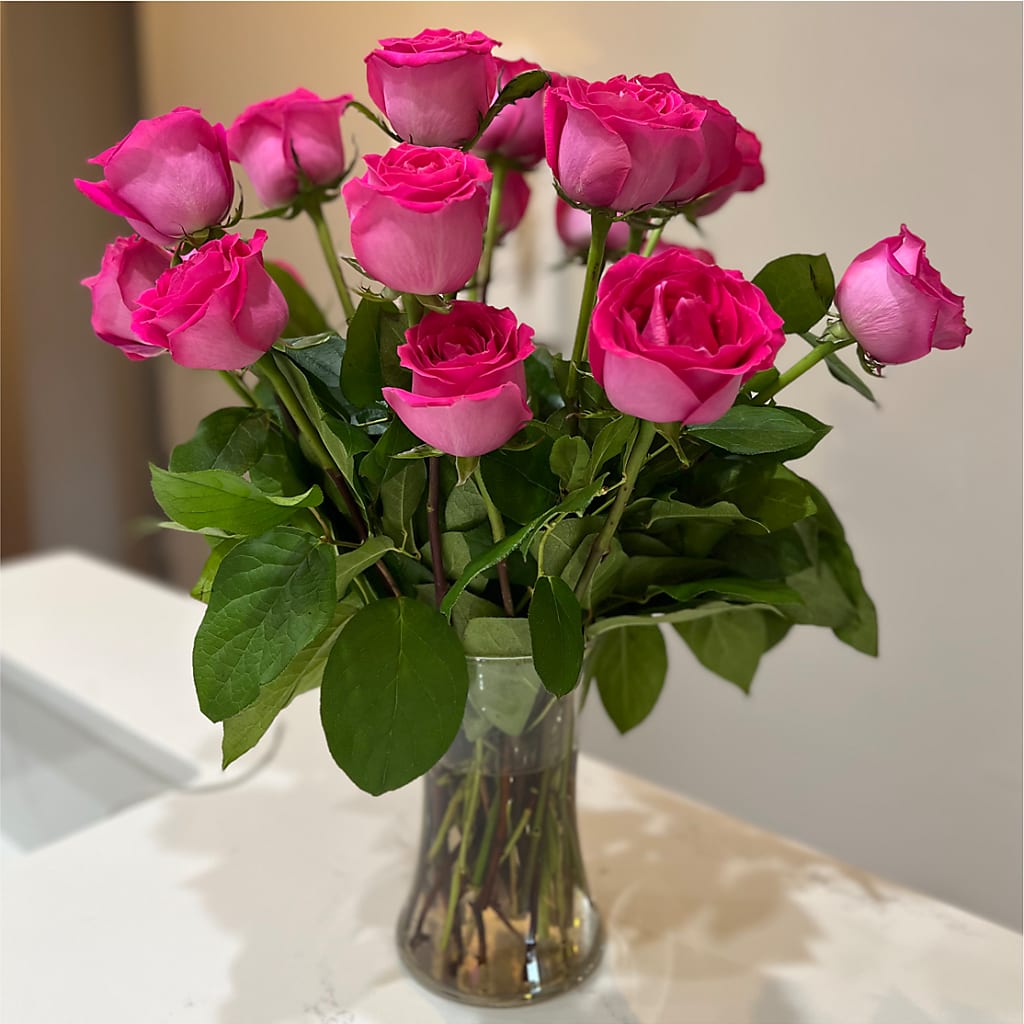 Long Stem Pink Rose Bouquet –  A Miracle Florist, Oxnard CA