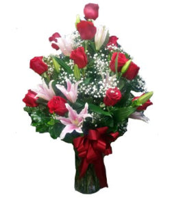 12 Red roses and stargazers –  A Miracle Florist, Oxnard CA